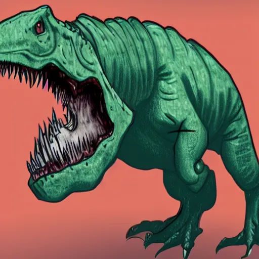 Image similar to sketch of a zombie dinosaur ,epic,detailed,scary