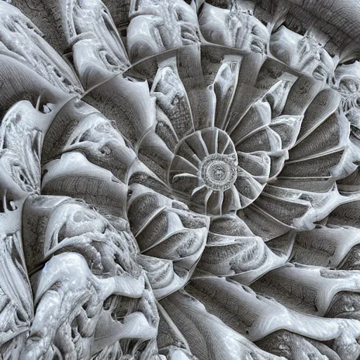 Image similar to close - up of intricate marble fractal mandelbulb rendered in octane