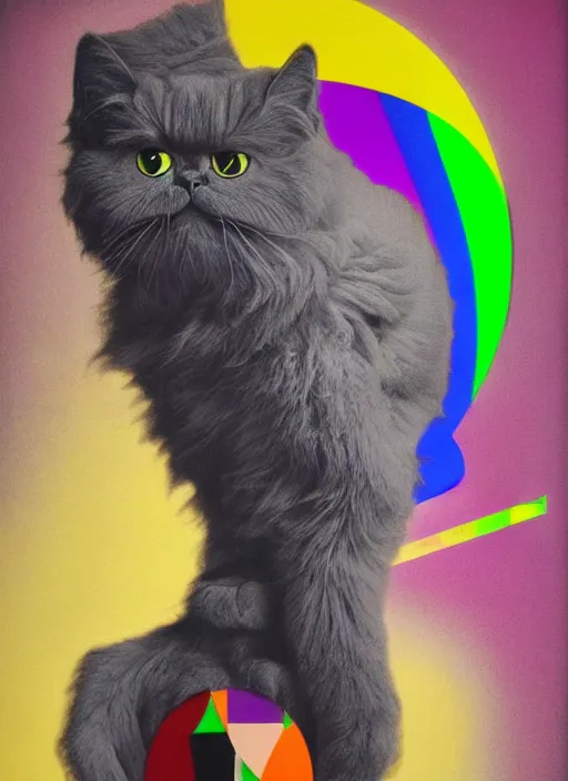 Image similar to futuristic lasers tracing, laser cat, selkirk rex longhair, by steven meisel, kaws, rolf armstrong, mondrian, kandinsky, perfect geometry abstract acrylic, octane hyperrealism photorealistic airbrush collage painting, dark monochrome, fluorescent colors, minimalist rule of thirds, eighties eros