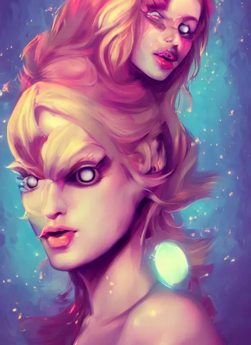 Image similar to aesthetic beautiful radiant digital art of a woman with googly eyes, trending on artstation