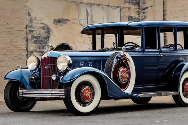 Prompt: full color photo of cyberpunk version of a 1 9 3 0 cadillac v 1 6