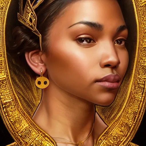 Prompt: highly detailed portrait of an drake hitting on your mom wearing a gold crown and gold chains, realistic portrait, symmetrical, highly detailed, digital painting, artstation, concept art, smooth, sharp focus, illustration, cinematic lighting, art by artgerm and greg rutkowski and alphonse mucha