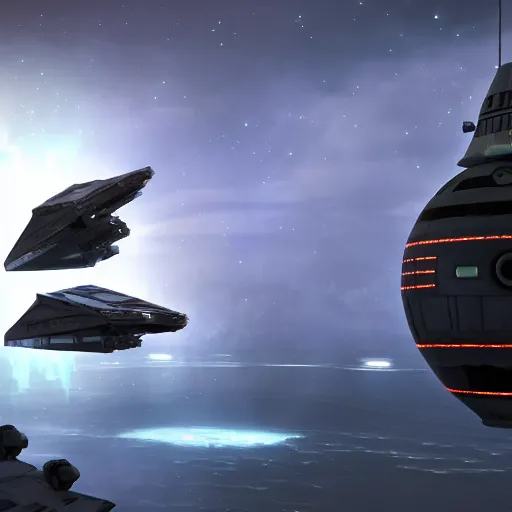 Image similar to Starwars spaceship landing on ender, wallpaper