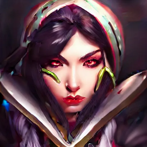 Prompt: Portrait of Akali from league of legends, mystery, highly detailed, luxurious vibe, smoke, artstation, trending on ArtStation, by smile _zPRO