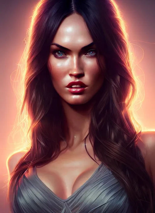 Image similar to portrait of forza horizon 5 megan fox, intricate, elegant, glowing lights, highly detailed, digital painting, artstation, glamor pose, concept art, smooth, sharp focus, illustration, art by artgerm and greg rutkowski, artey freytag