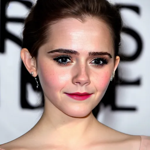 Image similar to a woman who is a genetic combination of elizabeth olsen and emma watson face and upper - body focus