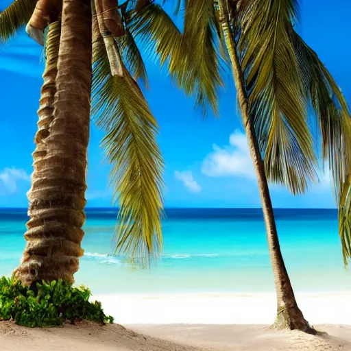 Image similar to violinist on the beach with palm trees blue sky tropical island on horizon