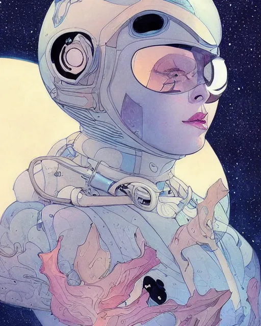 Image similar to a beautiful woman in a future space suit artwork by james jean, Phil noto and rebecca guay