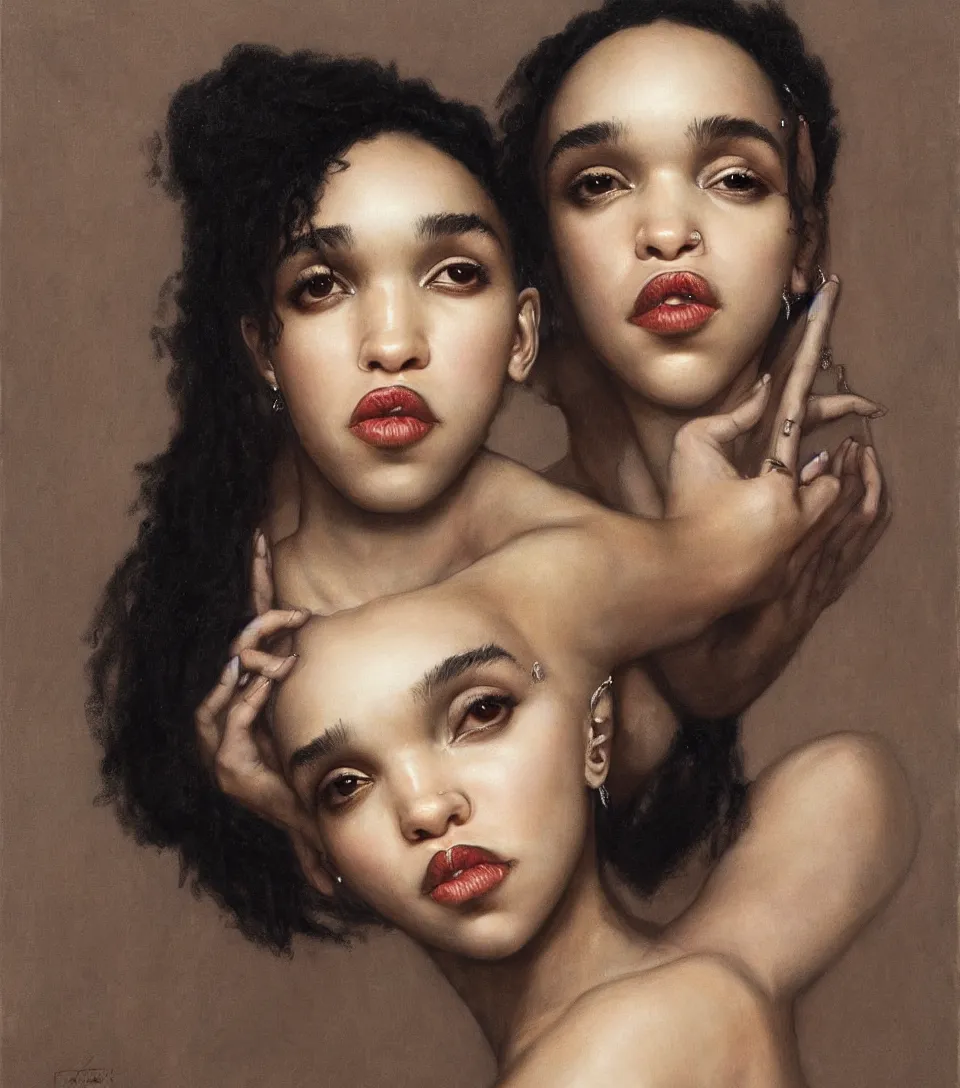 Prompt: portrait of fka twigs in the style of roberto ferri