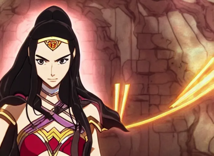 Prompt: gal gadot as nezuko screenshot from demon slayer 鬼滅の刃 anime gal gadot