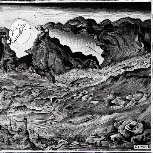 Prompt: a landscape in hell
