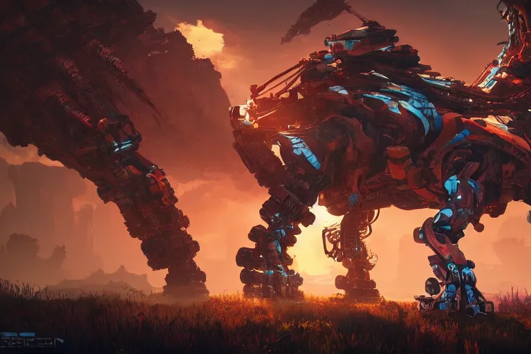 Image similar to scorcher machine mecanical creature robot of horizon forbidden west horizon zero dawn bioluminiscence global illumination ray tracing hdr fanart arstation by ian pesty and alena aenami artworks in 4 k