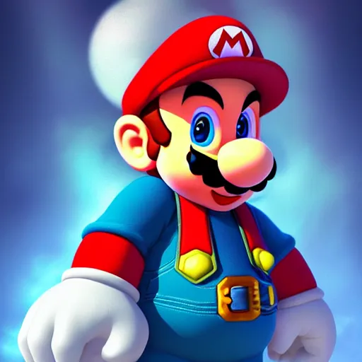 Image similar to Super Mario, mid-shot, fantasy, medieval, vivid colors, elegant, concept art, sharp focus, beautiful face, digital art, Hyper-realistic, 4K, Unreal Engine, Highly Detailed, HD, Dramatic Lighting by Brom, trending on Artstation