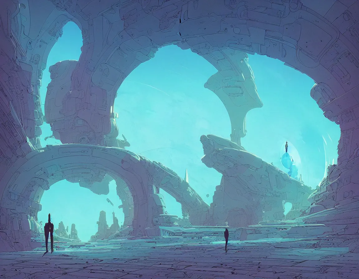 Prompt: a portal to nowhere in style of john harris and kilian eng by moebius, atmospheric, line art, cinematic