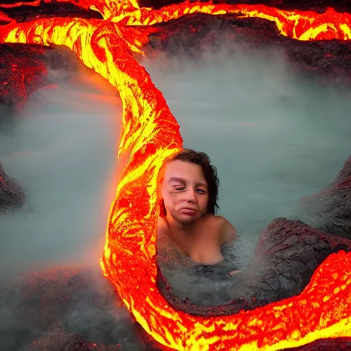 Image similar to bathing in lava