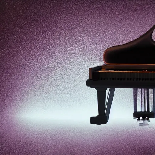 Prompt: a realistic detailed card floating in the air, light particles, piano floating in the sky, light around the piano, shadow of a man playing piano, detailed body, cinematic photo, realistic, detailed