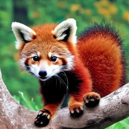 Image similar to a coyote red panda wolf hybrid kitten