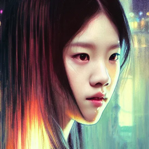 Image similar to jisoo of blackpink, hyperrealistic portrait, bladerunner street, art of elysium by jeremy mann and alphonse mucha, fantasy art, photo realistic, dynamic lighting, artstation, poster, volumetric lighting, very detailed face, 8 k, award winning