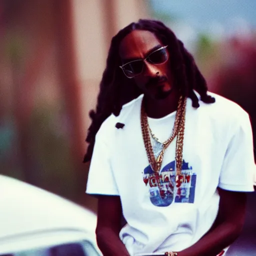 Image similar to 1990s Hi-8 footage of Snoop Dogg in High School, candid portrait photograph, 40mm