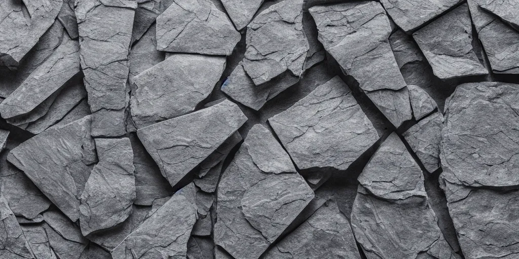 Image similar to a big block of raw slate in an empty white room, layered, jagged, backlit, photo, realistic, 8k