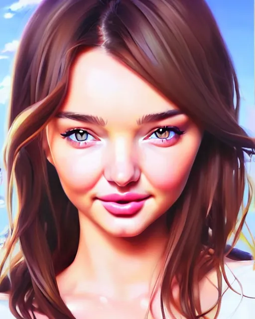 Image similar to portrait of Miranda Kerr as Anime girl cute-fine-face, full body! pretty face, realistic shaded Perfect face, fine details. Anime. realistic shaded lighting by Ilya Kuvshinov Giuseppe Dangelico Pino and Michael Garmash and Rob Rey