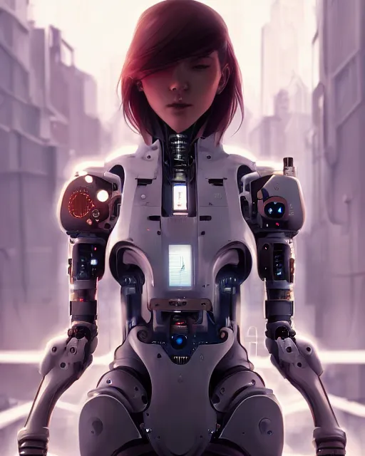 Image similar to beautiful digital painting of a stylish cyborg tokyo with high detail, real life skin, freckles, 8 k, stunning detail, works by artgerm, greg rutkowski and alphonse mucha, unreal engine 5, 4 k uhd