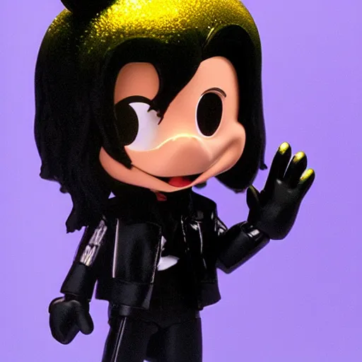 Image similar to iridescent, single moon walking michael jackson, billie jean, michael jackson, michael jackson, michael jackson, michael jackson, ( ( ( mickey mouse ) ) ), nendroid, frank frazetta style