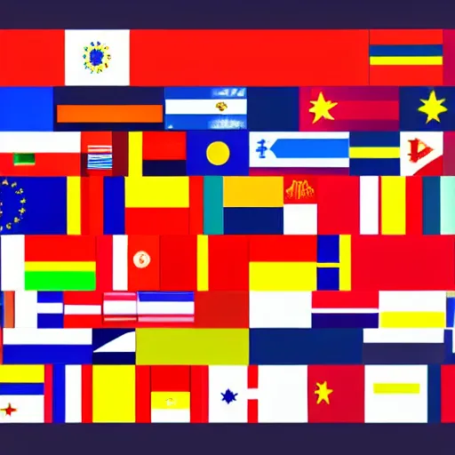 Image similar to a modern concept flag of the eu as a federation, digital art, vector art, hard edges