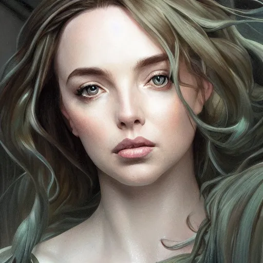 Image similar to full figure ultra realistic illustration, jodie comer as amora, intricate, elegant, highly detailed, digital painting, artstation, concept art, smooth, sharp focus, illustration, art by artgerm and greg rutkowski and alphonse mucha