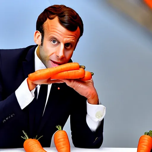 Image similar to « emmanuel macron, eating carrots »