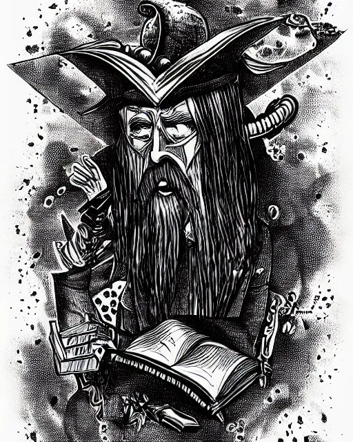 Image similar to miskatonic scholar, black ink on paper, trending on artstation