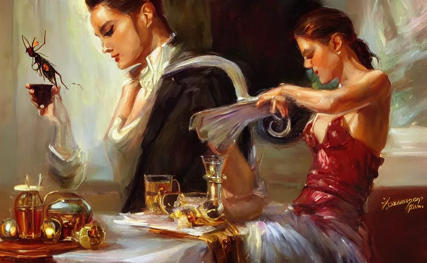 Image similar to Alchemy mantis. By Konstantin Razumov, highly detailded