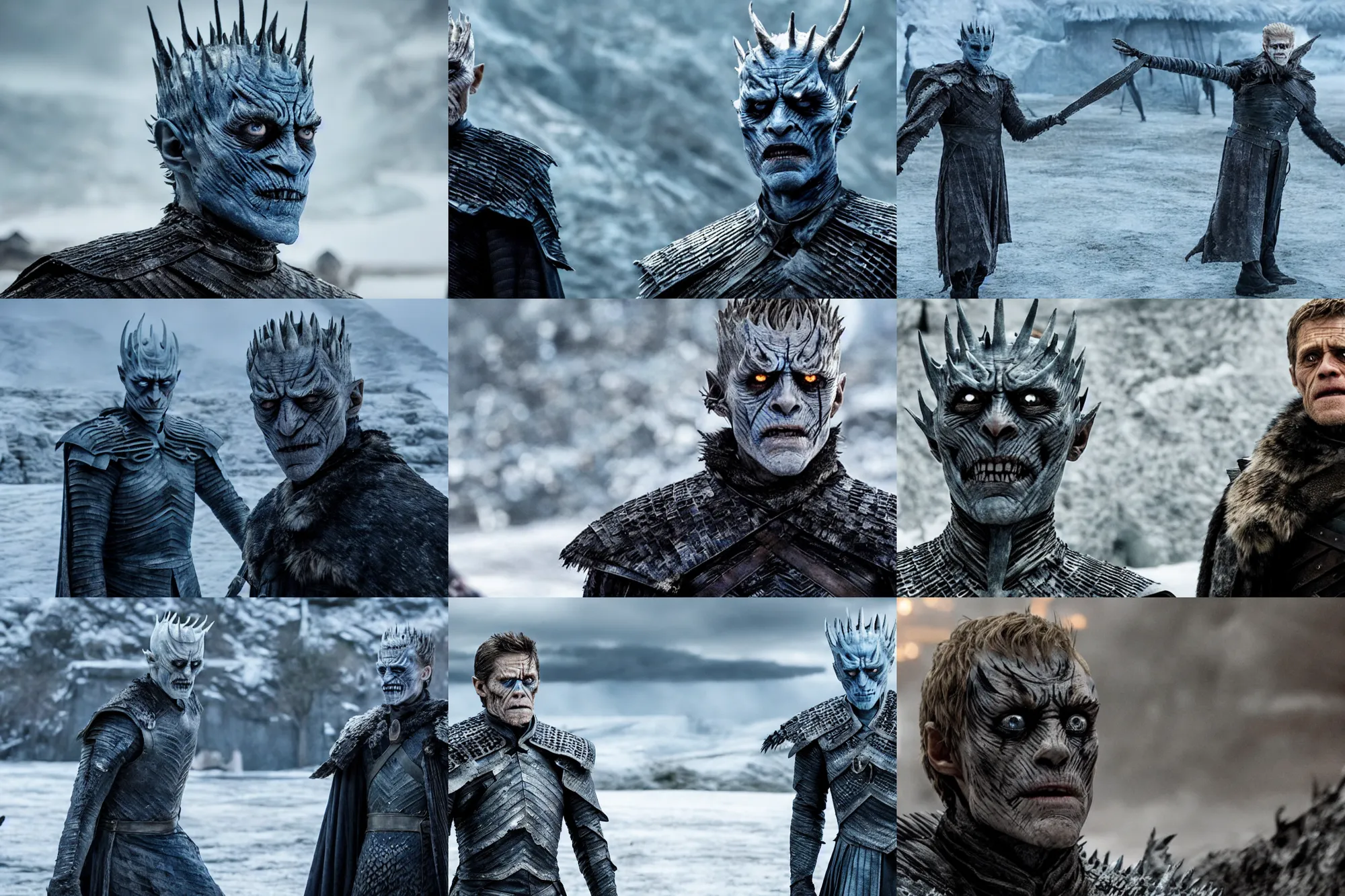 Prompt: willem dafoe as the night king, still image from game of thrones