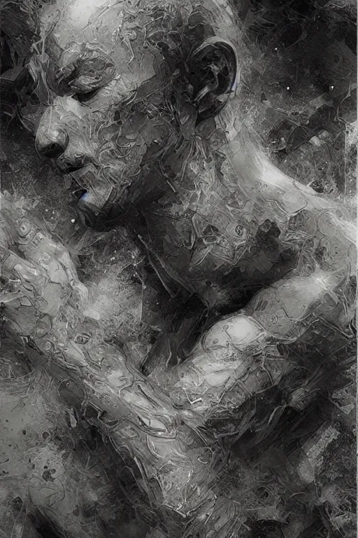 Image similar to portrait of a cosmos in human form, pen and ink, intricate line drawings, by craig mullins, ruan jia, kentaro miura, greg rutkowski