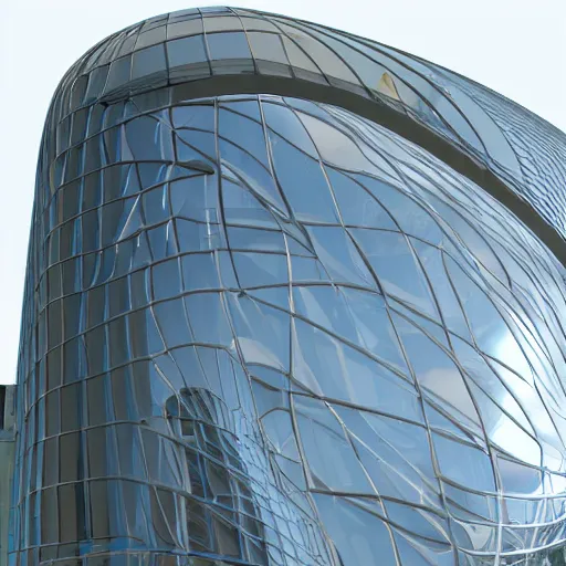 Prompt: futuristic building. glass face. aggressive lines. 3 d render. high quality. high fidelity.