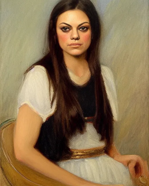 Prompt: portrait of united states president teen mila kunis, 1 9 2 4, oil on canvas by william sidney mount, american exceptionalism