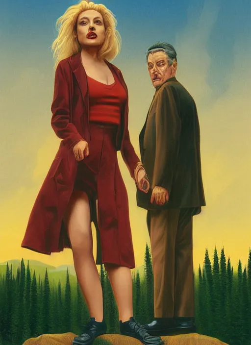 Image similar to twin peaks movie poster art by gabriel picart