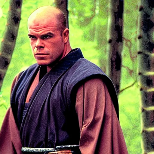 Image similar to a film still of Kurt angle as samurai