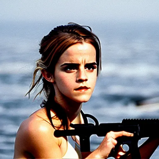 Prompt: still of emma watson in late 1 9 9 0 s terminator tv show