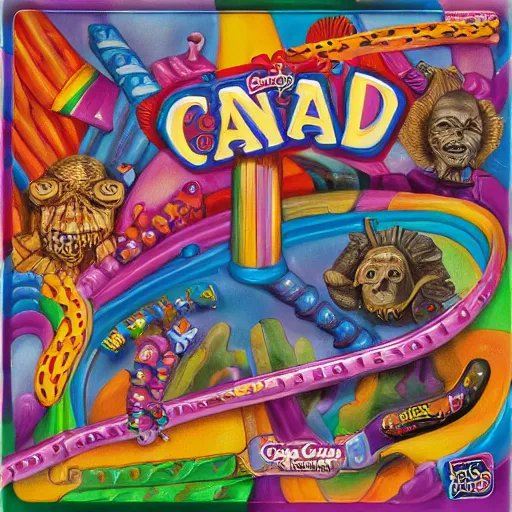 Image similar to candy Land board game by h.r. Giger, product photo, colorful, detailed, 4k