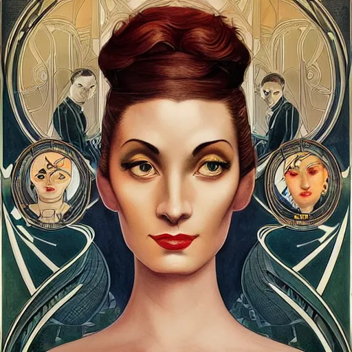 Image similar to an art nouveau, ( streamline moderne ), multi - ethnic and multi - racial portrait in the style of anna dittmann and donato giancola and charles dulac. very large, clear, expressive, and intelligent eyes. symmetrical, centered, ultrasharp focus, dramatic lighting, photorealistic digital matte painting, intricate ultra detailed background.