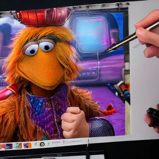 Prompt: stunning award winning hyperrealistic hdr 8 k highly detailed digital painting, trending on artstation of beaker from the muppets as thor