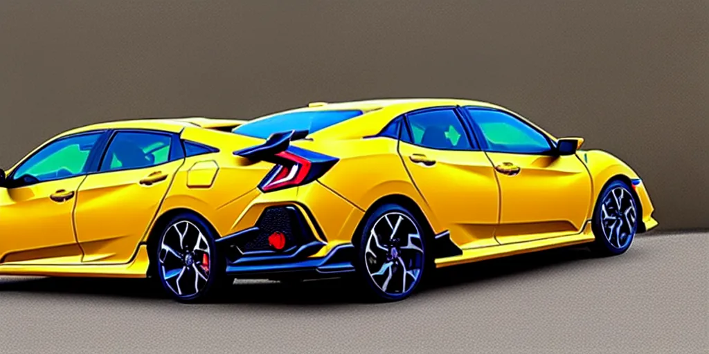 Image similar to a honda civic in the shape of lamborghini