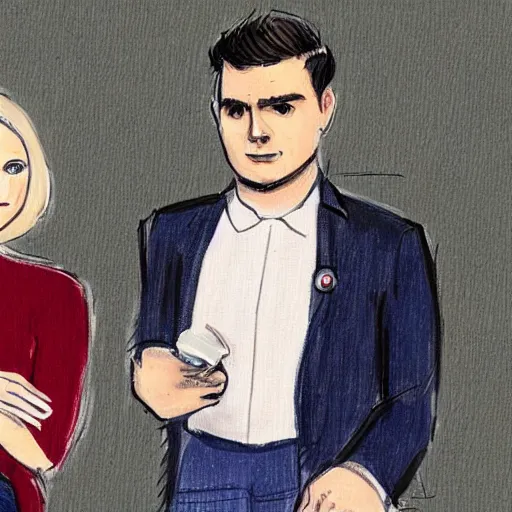 Prompt: sketch of blonde lauren southern and nick fuentes together