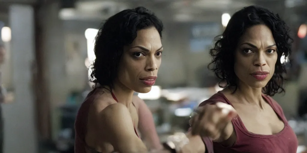 Prompt: A film still of Rosario Dawson in Fight Club, High Detail, 4k