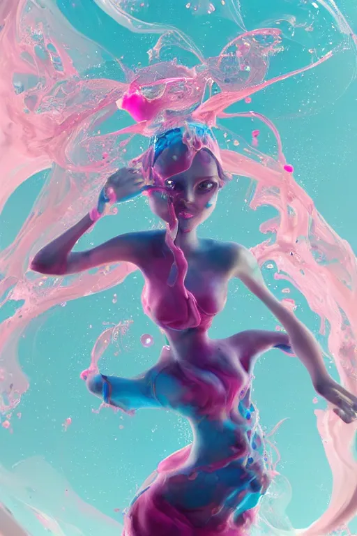 Prompt: epic 3 d abstract, spinning hands and feet, 1 2 mm, with cerulean and pastel pink peanut butter hands melting smoothly into asymmetrical bubbles, liquid, delicate, beautiful, intricate, houdini sidefx, trending on artstation, by jeremy mann and ilya kuvshinov, jamie hewlett and ayami kojima