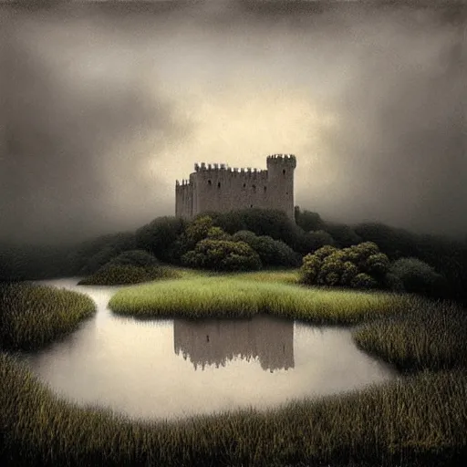 Prompt: castle in clouds by lee madgwick