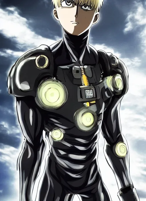 Image similar to A full portrait photo of real-life genos one punch man, f/22, 35mm, 2700K, lighting, perfect faces, award winning photography.