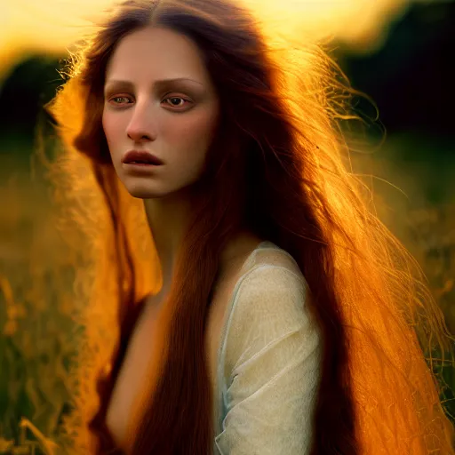 Prompt: photographic portrait of a stunningly beautiful renaissance female in soft dreamy light at sunset, extremely long hair, contemporary fashion shoot, by edward robert hughes, annie leibovitz and steve mccurry, david lazar, jimmy nelsson, breathtaking, 8 k resolution, extremely detailed, beautiful, establishing shot, artistic, hyperrealistic, beautiful face, octane render