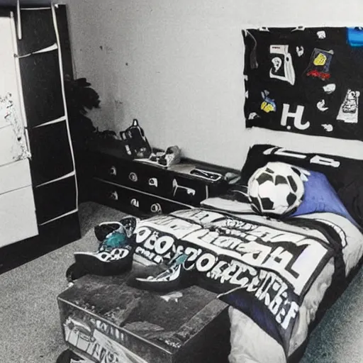 Prompt: a photo of the typical australian, 1 0 year old boy's bedroom in the year 1 9 9 4